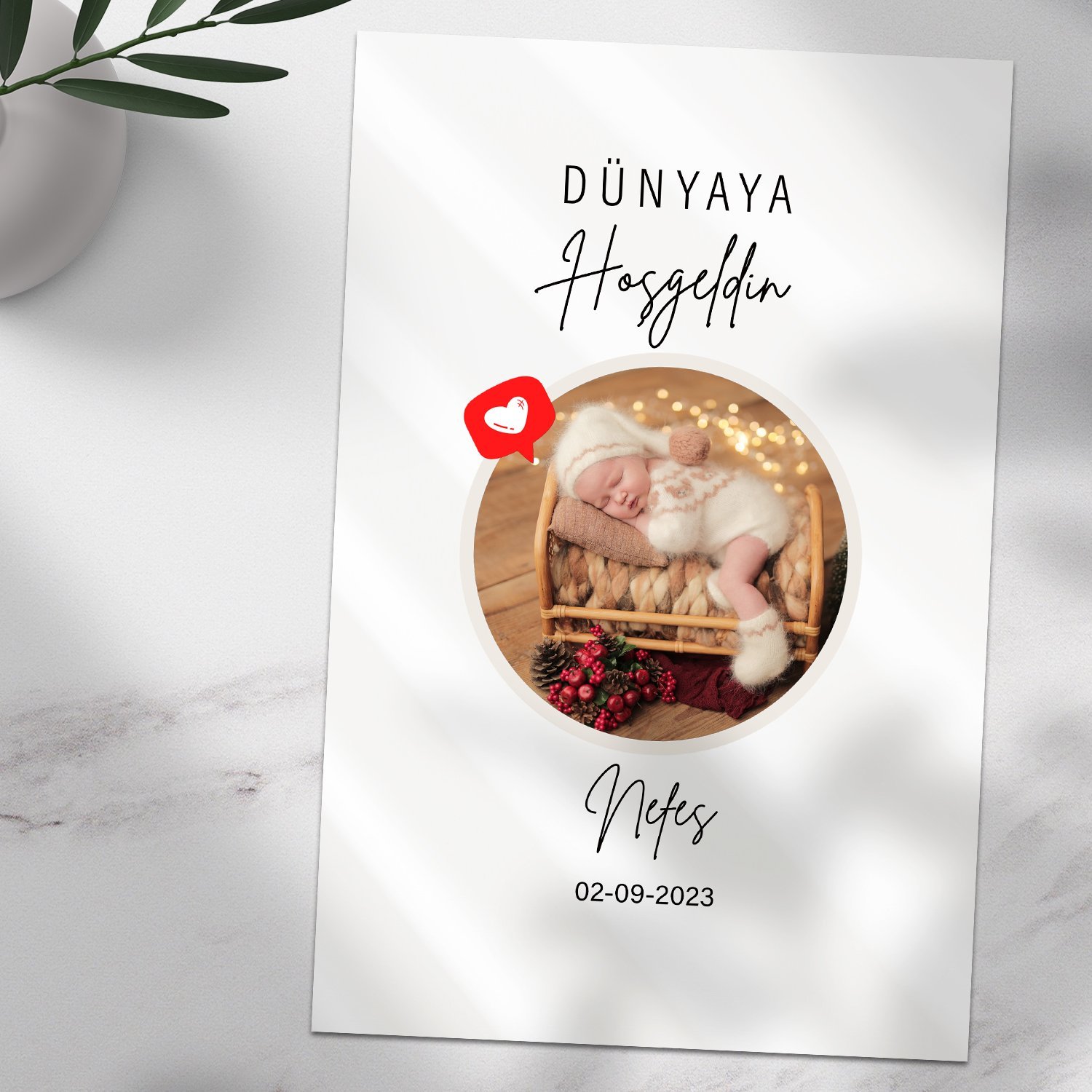 '' Dünyaya Hoşgeldin '' Tasarımlı Fotoğraf Baskı 75 x 100 cm - Çerçeve İstemiyorum