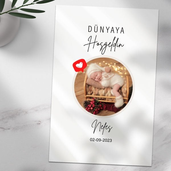 '' Dünyaya Hoşgeldin '' Tasarımlı Fotoğraf Baskı 75 x 100 cm - Çerçeve İstemiyorum