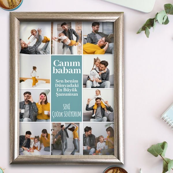 '' Canım Babam '' Tasarımlı Fotoğraf Baskı 50 x 70 cm - Gold Çerçeve